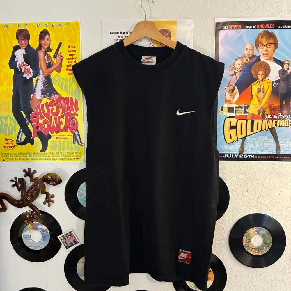 Vintage Nike Black Embroidered Mini Swoosh Muscle Tank Top M